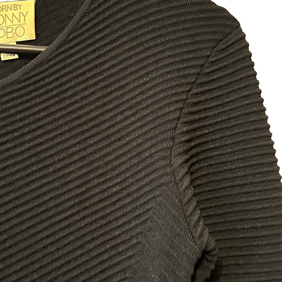 Torn by Ronny Kobo Black Body Con Mini Dress Chevron Knit Size Medium - Picture 8 of 13